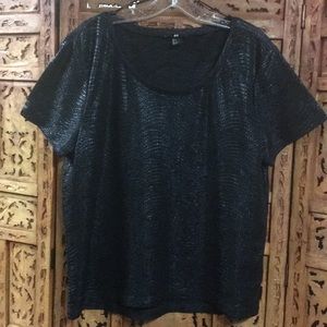 H&M Black Oversized Shiny Textured Top size S